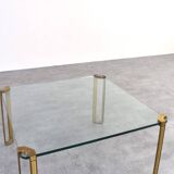 Hollywood Regency Brass and Glass Coffee Tables by Peter Ghyczy, 1970s, Set