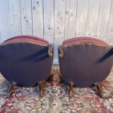 Pair of Louis XV style armchairs - bergères in canework