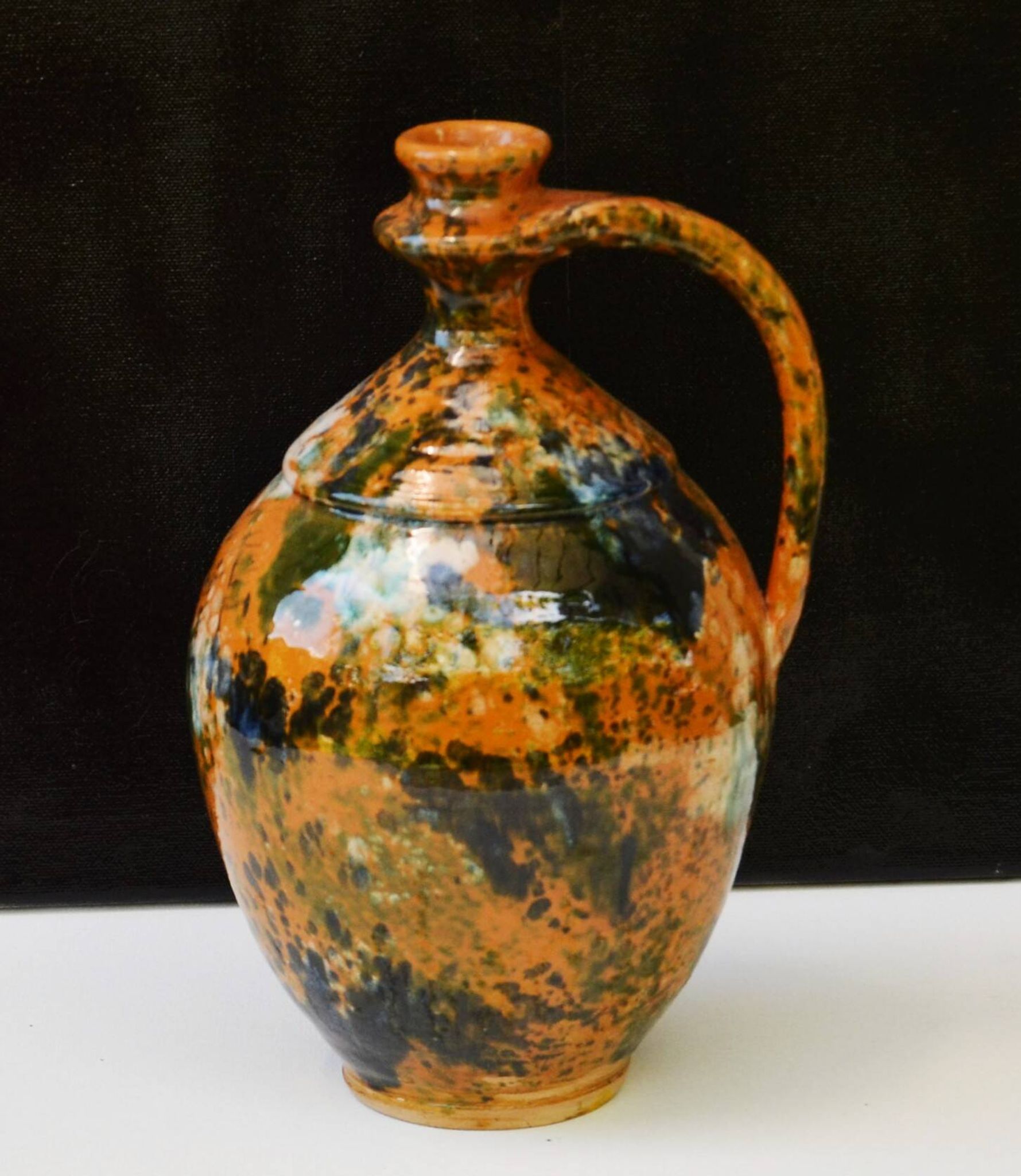 Very Decorative Water Jug Glazed Teimel Istvan Obanya Boros kancso pottery