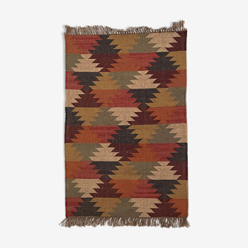 Tapis kilim tissé à la main en jute, 75 x 120 cm