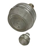 Art Deco, frosted glass liqueur bottle with gold trim circa 1940.