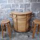Bar en rotin vintage & ses tabourets