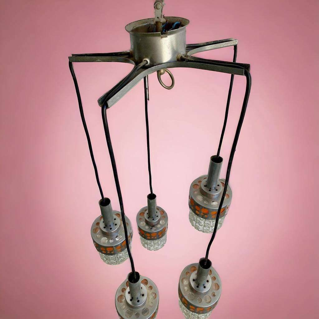 CASCADE LAMP / VINTAGE SOLID CHROME CHANDELIER