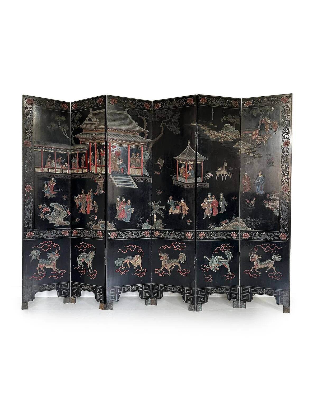 Coromandel lacquered Chinese screen with 6 panels