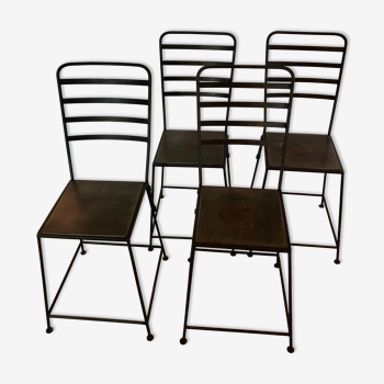 4 chaises-tabourets en métal, France années 90
