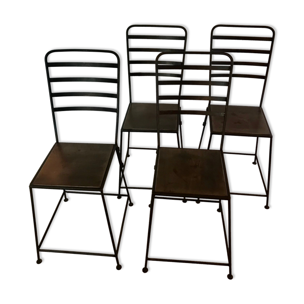 4 chaises-tabourets en métal, France années 90
