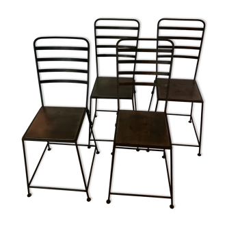 4 metal chair-stools, France 90s