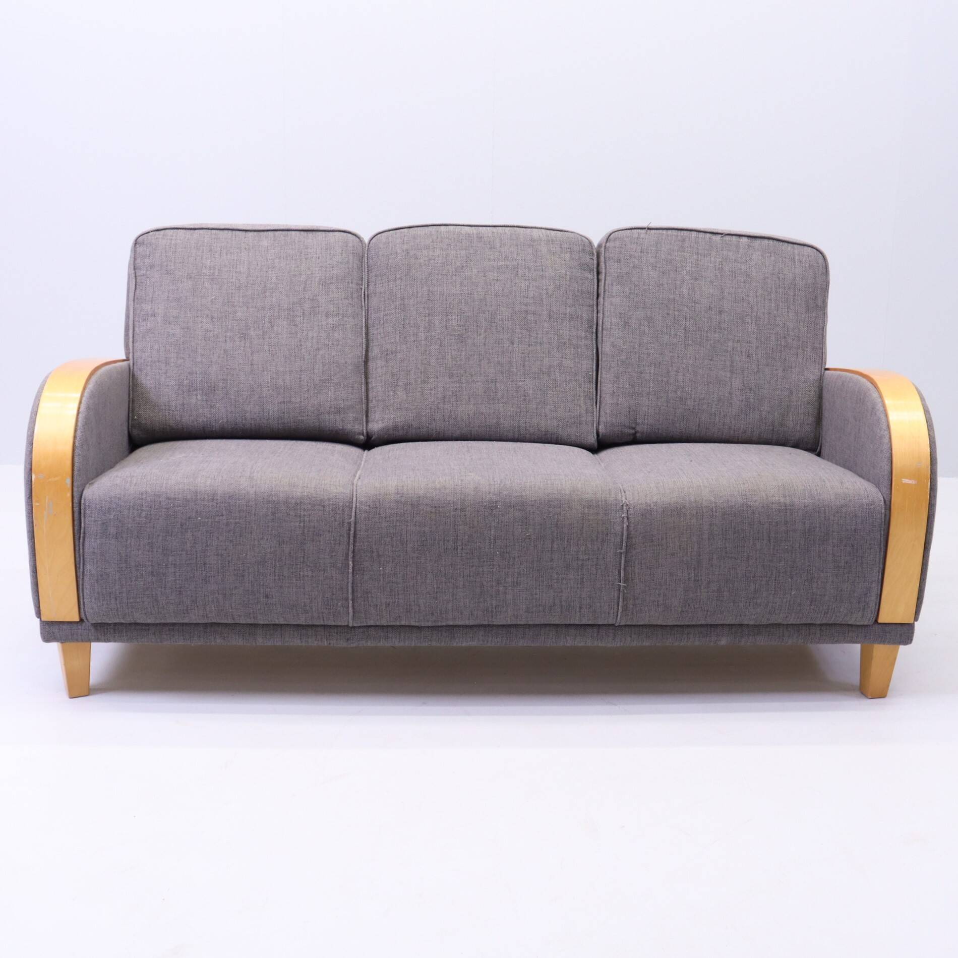 Vintage Scandinavian 3-seater Art Deco canapé in grey fabric – mid-20th century