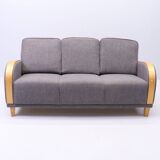 Vintage Scandinavian 3-seater Art Deco canapé in grey fabric – mid-20th century