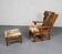 Brutalist oak lounge chair and ottoman