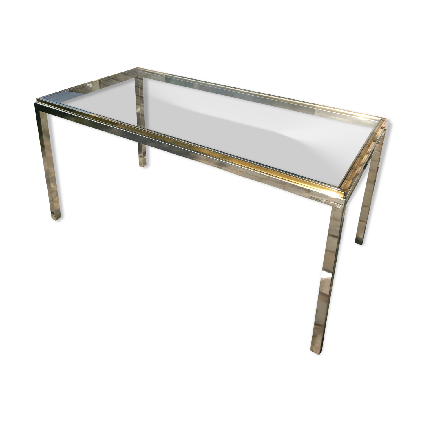 Table stainless glass and brass