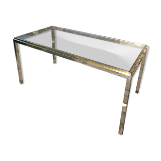 Table stainless glass and brass