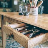 Farmhouse table in natural raw solid oak