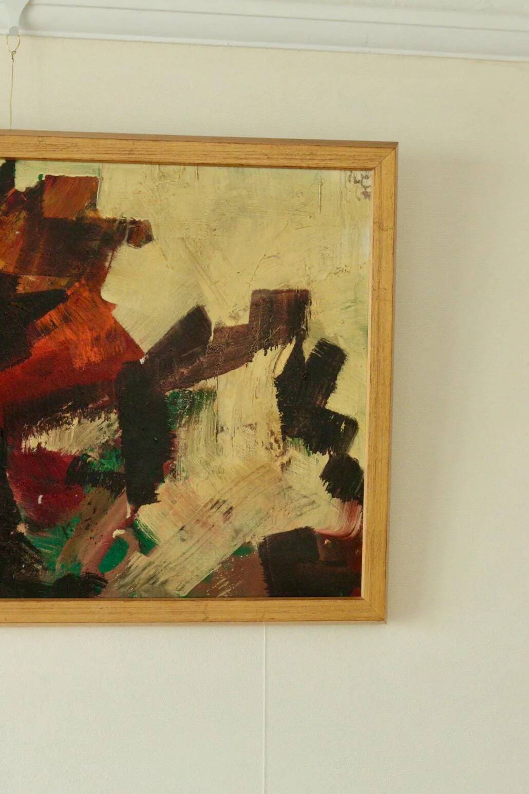 Oil on canvas abstract "Dynamic Composition", mid-20th century.