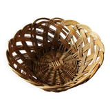 Vintage round wicker basket on stand