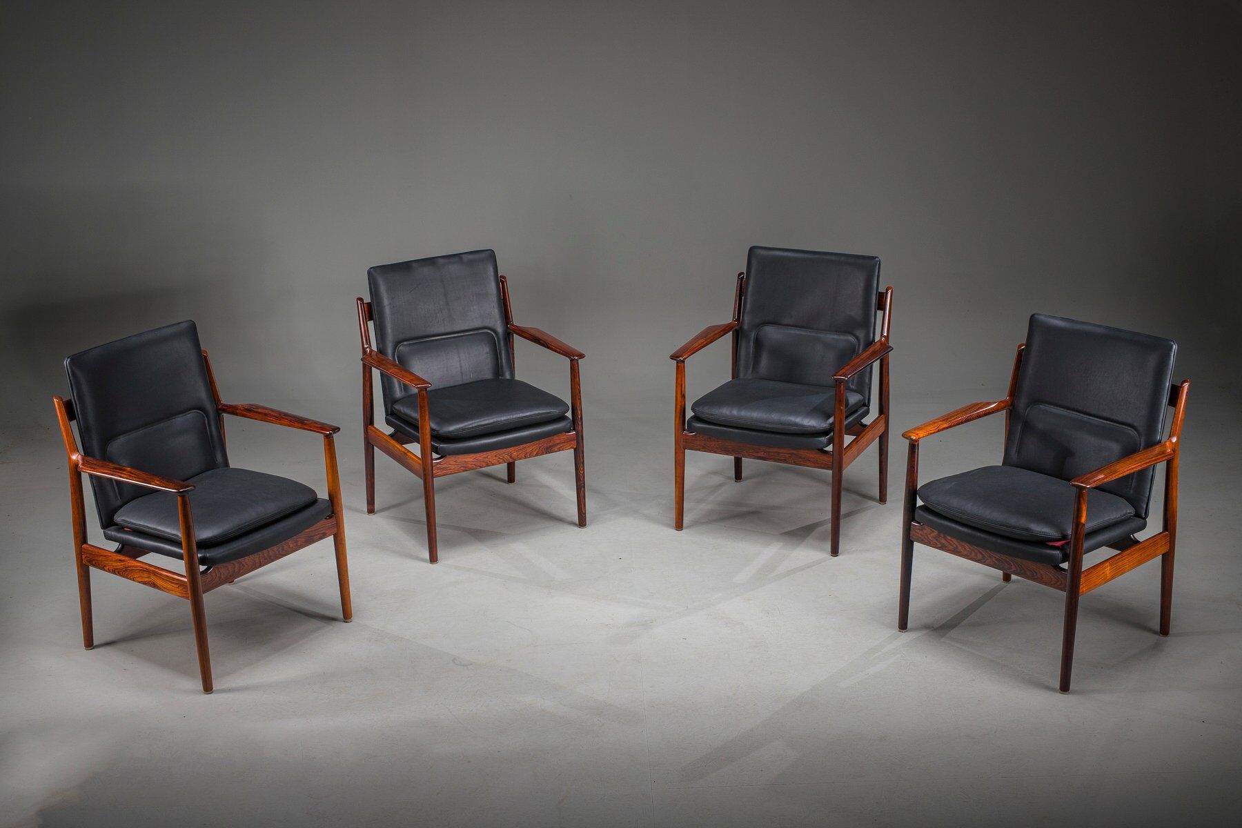 Danish Model 431 armchairs in leather by Arne Vodder for Sibast Møbler, 1960s, set of 4