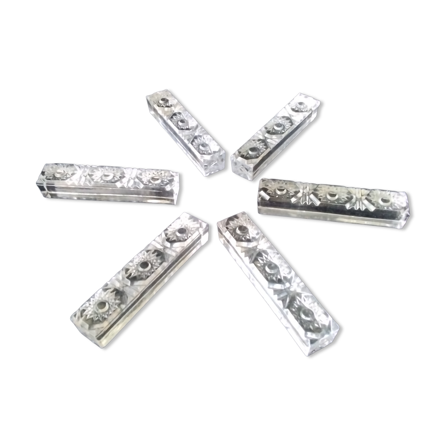 6 rectangular lead crystal knife rests