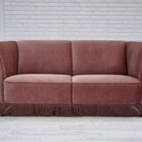 1970s, Danish 2-seater sofa, original salmon pink furniture velour.