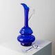 Murano cobalt blue glass carafe with clear handle and stopper - 1960s Italy, vintage mid-century design