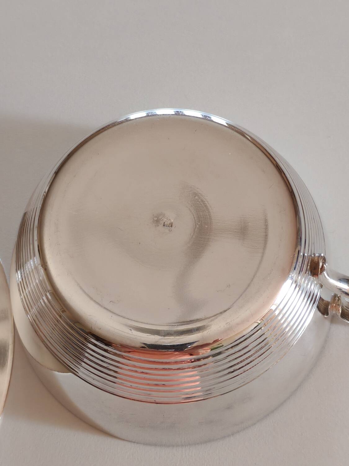 Silver-plated metal cup and saucer