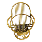 Vintage swivel rattan armchair