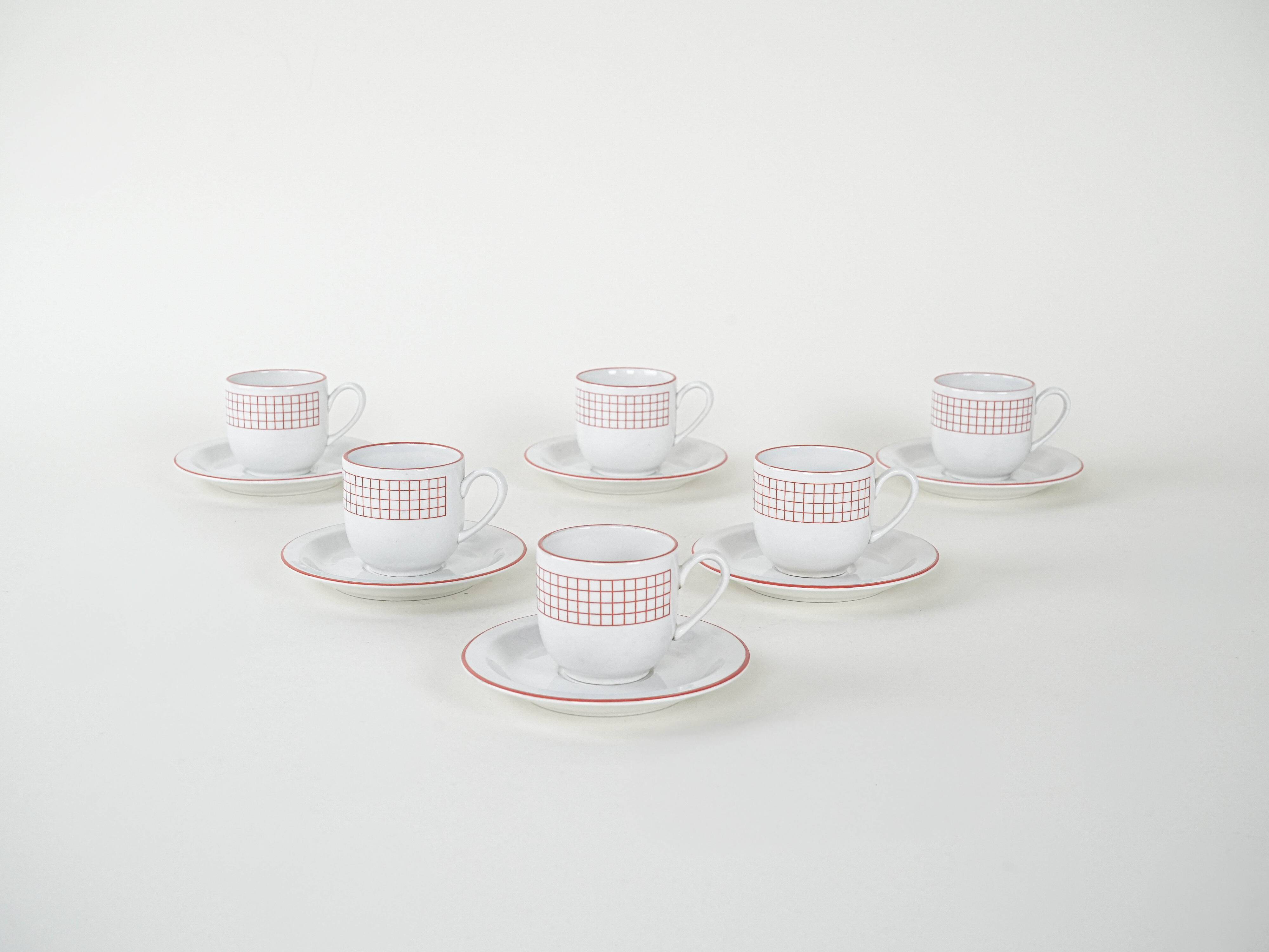 Set of porcelain cups, Italian design, 1980s, production: Italy