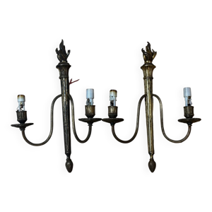 Paire d’appliques murales - laiton feux