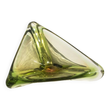 Vintage Murano Bowl/Vide Poche in Green "Uranium" Glass, Triangular Accent Piece
