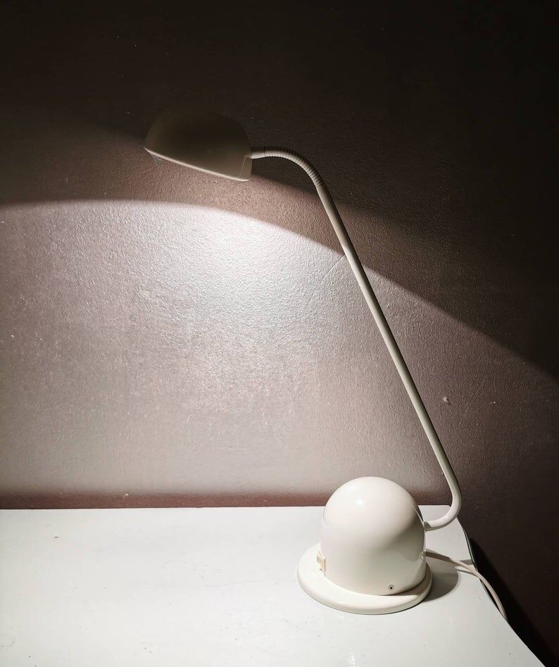 80s Vrieland white metal desk lamp
