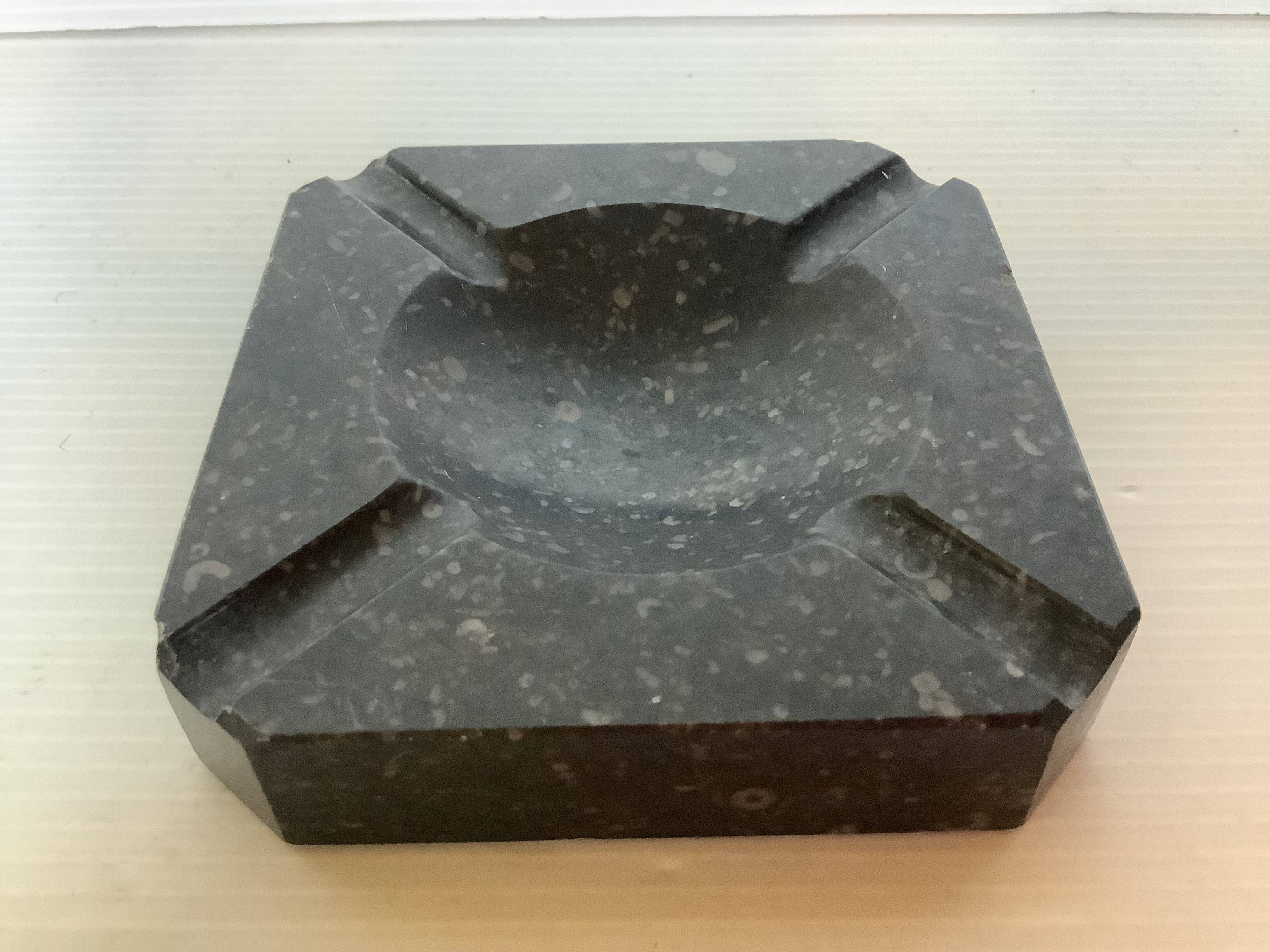 Square black marble ashtray and catchall.