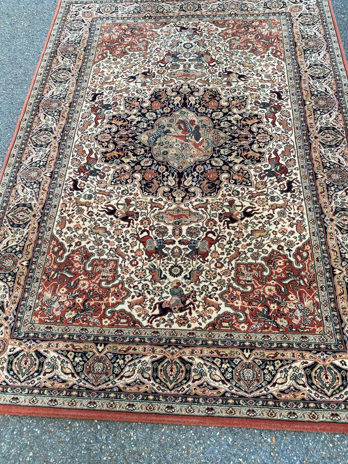Oriental rug from India Taj Mahal burgundy flowers 160x230