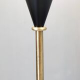 Lampadaire en laiton et aluminium verni noir, Italie