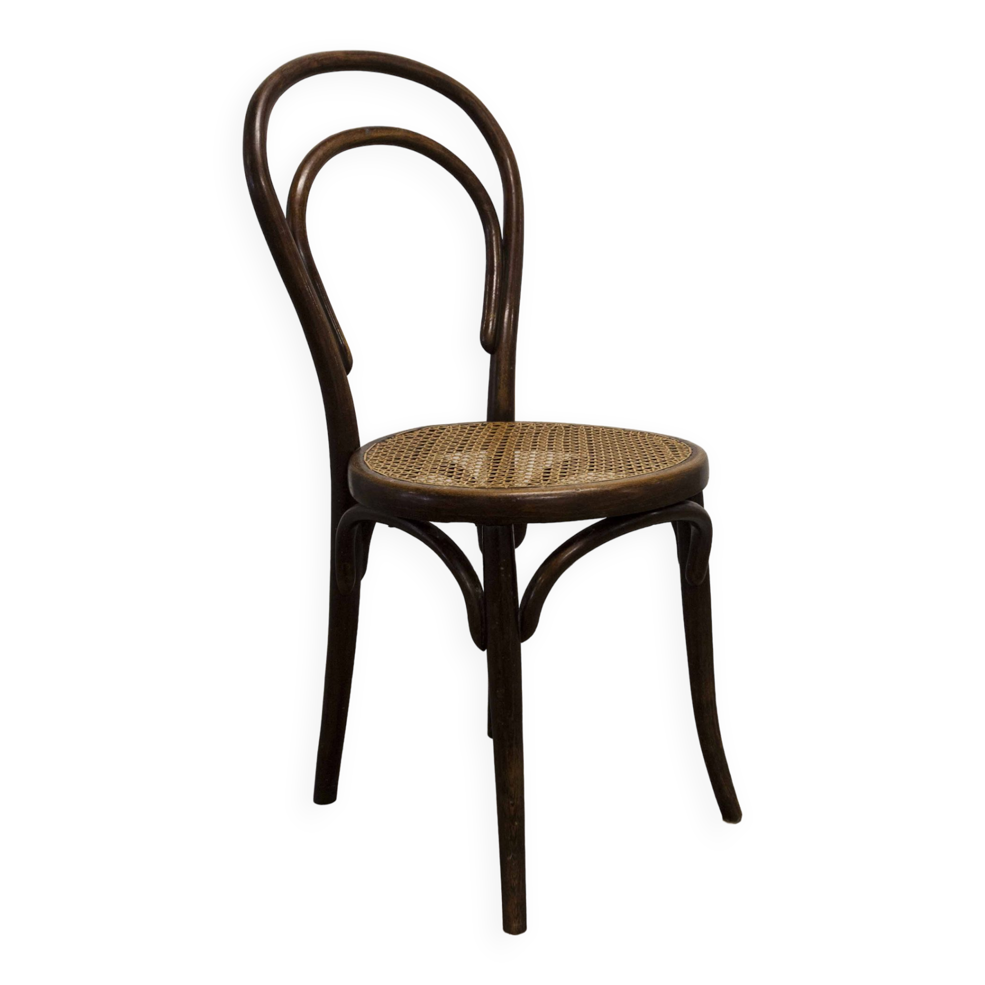 Ungvar Ungarn 1900 dark brown cane bistro chair