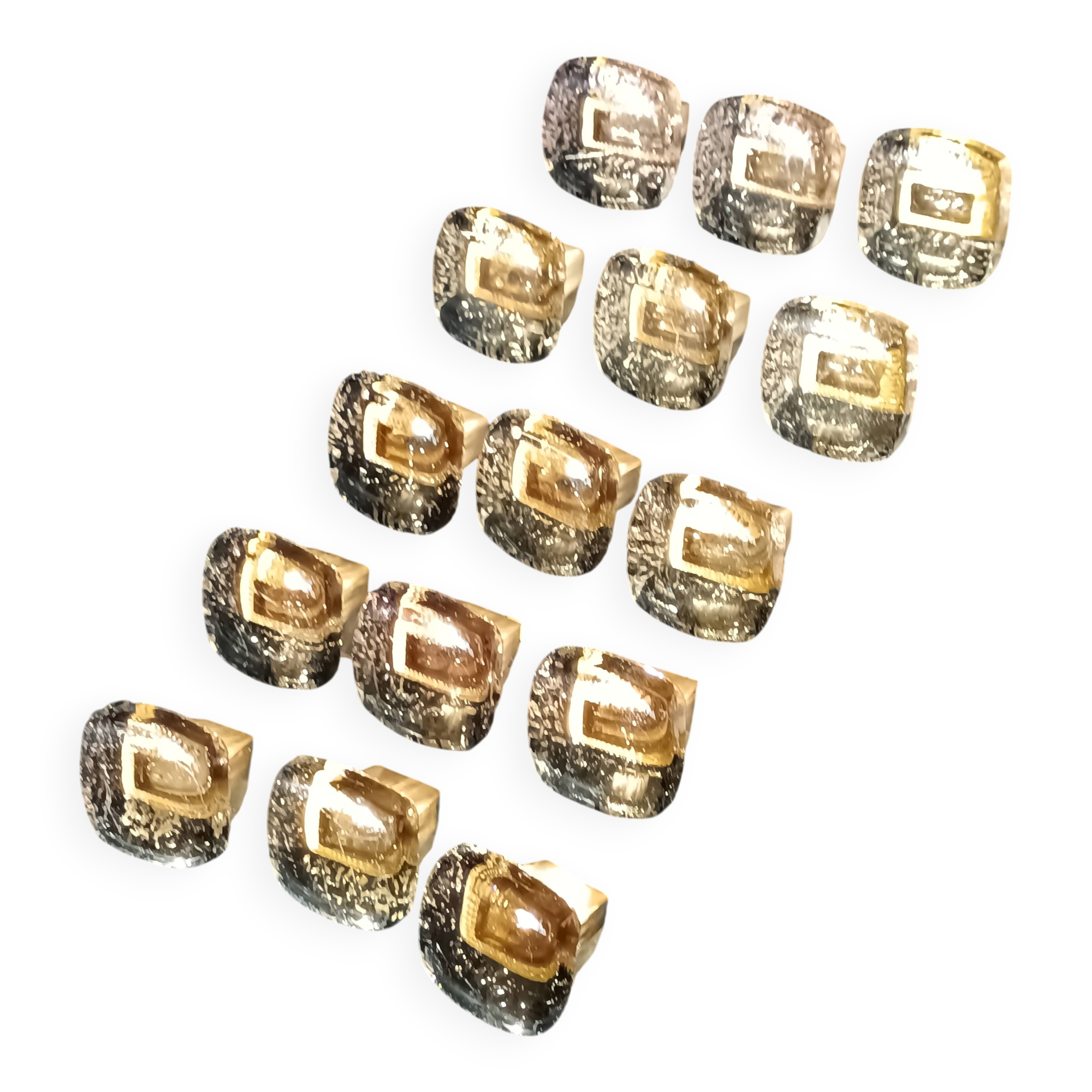 Pressed glass furniture knobs (set of 15)