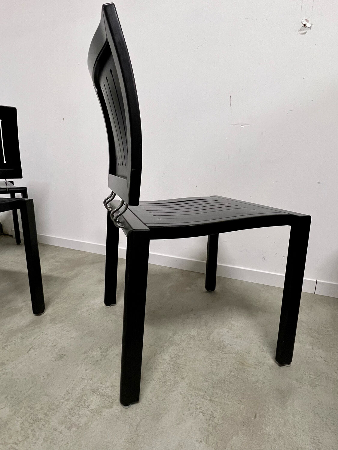 Lot 4 old vintage design chairs Dieticker Bruno Rey black wood year 70