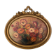 Huile sur panneau bouquet de fleurs 1930 nature morte cadre stuc