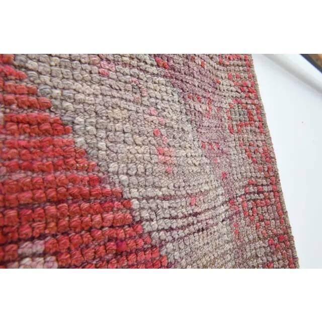 1970s Turkish Oushak Handmade Wool Cotton Red Runner Rug 81x275