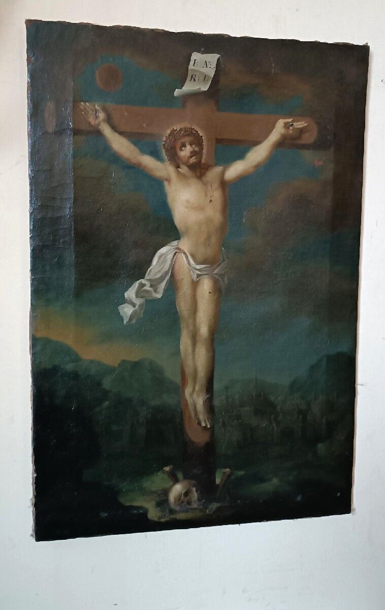 Ancient oil painting "Crucifixion", Italian school, 18th century