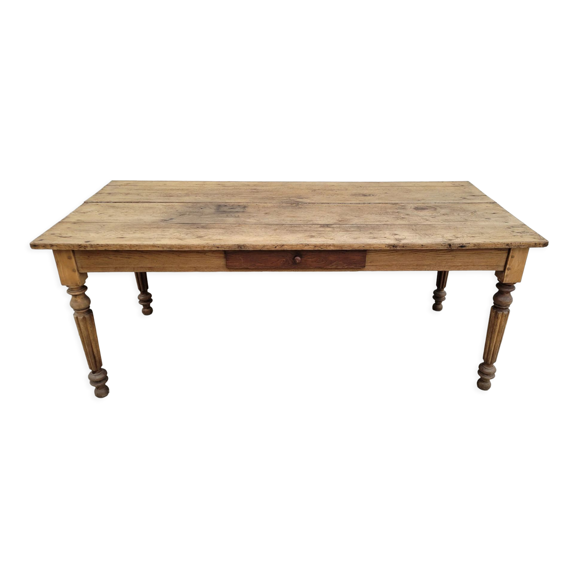 Rustic farmhouse table in solid oak Louis Philippe style -1m84