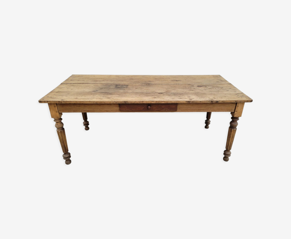 Rustic farmhouse table in solid oak Louis Philippe style -1m84