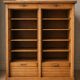 Old oak filing cabinet with curtains, notary furniture style.