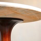 Marble and rosewood round dining table