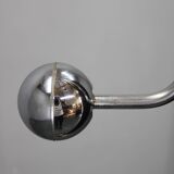 Porte-manteau italien en fer, plastique chromé et base en bois, années 1970