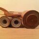 Servant salt pepper and mustard in olive wood, salt shaker