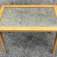 Small coffee table, wood, compass legs and mirror, vintage, 1960s