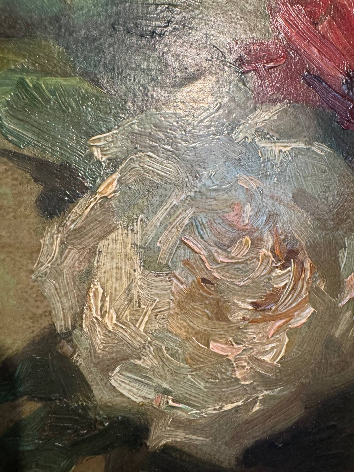 Antique painting, Still life with roses, signed Chaleyé
