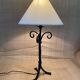 1970s wrought iron lamp, new 2m fabric cable, lampshade.