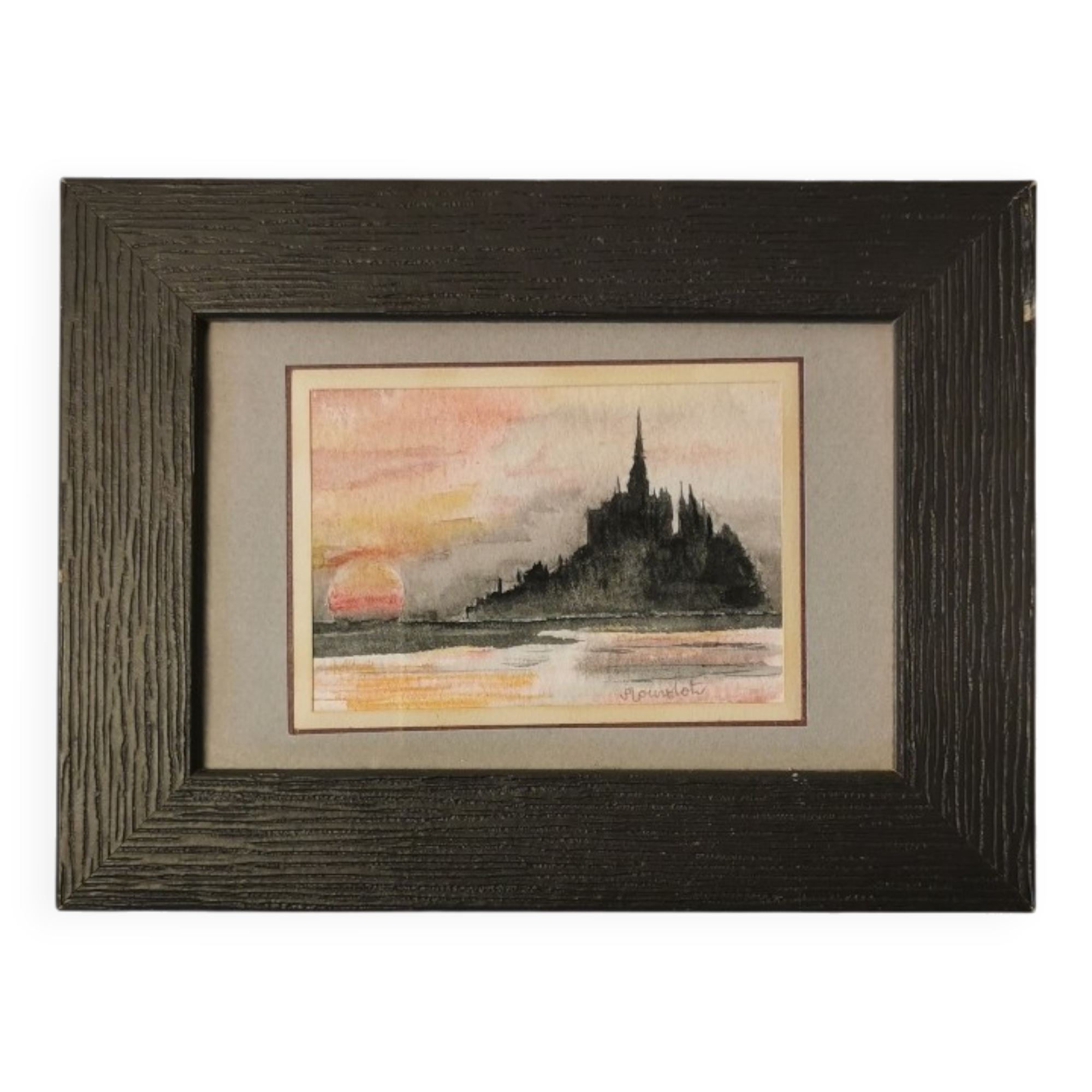Very pretty signed watercolor of Mont Saint Michel