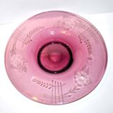 Portieux vallerysthal, large fruit bowl in purplish pink glass 1930-1940