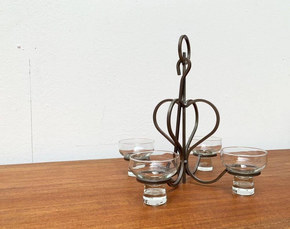 Bougeoir danois en métal et verre du milieu du siècle, années 1960